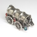 miniatura din argint " Car cu flori ". cloisonne. atelier italian